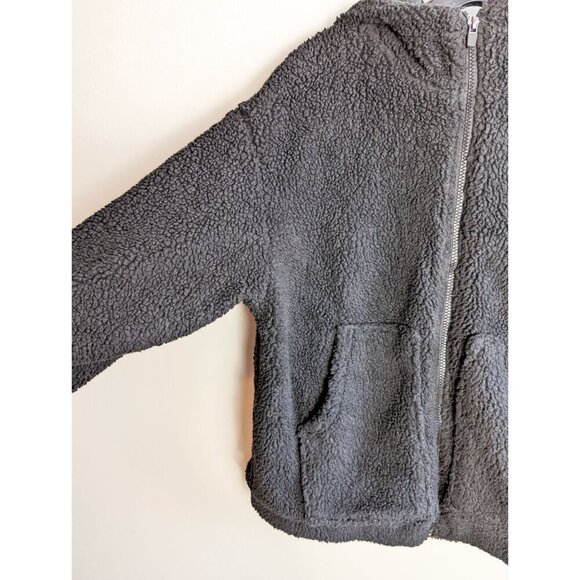 Fabletics Lotta Cocoon Zip Hoodie Black Medium Womens Sherpa Fuzzy Coat Jacket - Picture 2 of 6